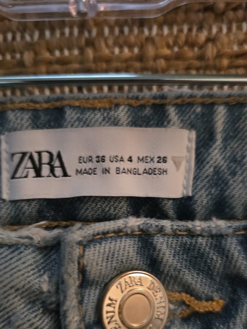 Zara Size 4 Wide Leg High Rise Distressed Blue Jean - Picture 4 of 8